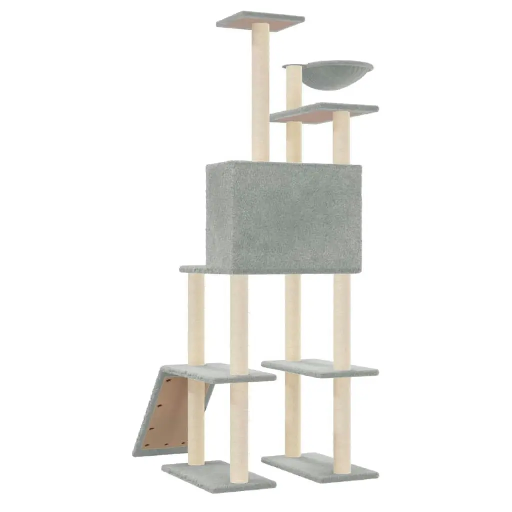 Cat Tree with Sisal Scratching Posts Light Grey 166 cm 171682