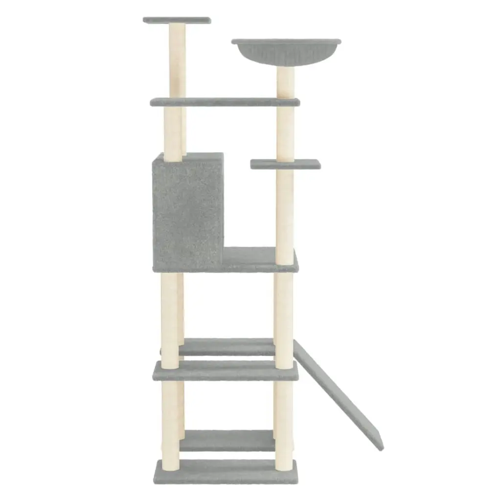 Cat Tree with Sisal Scratching Posts Light Grey 166 cm 171682