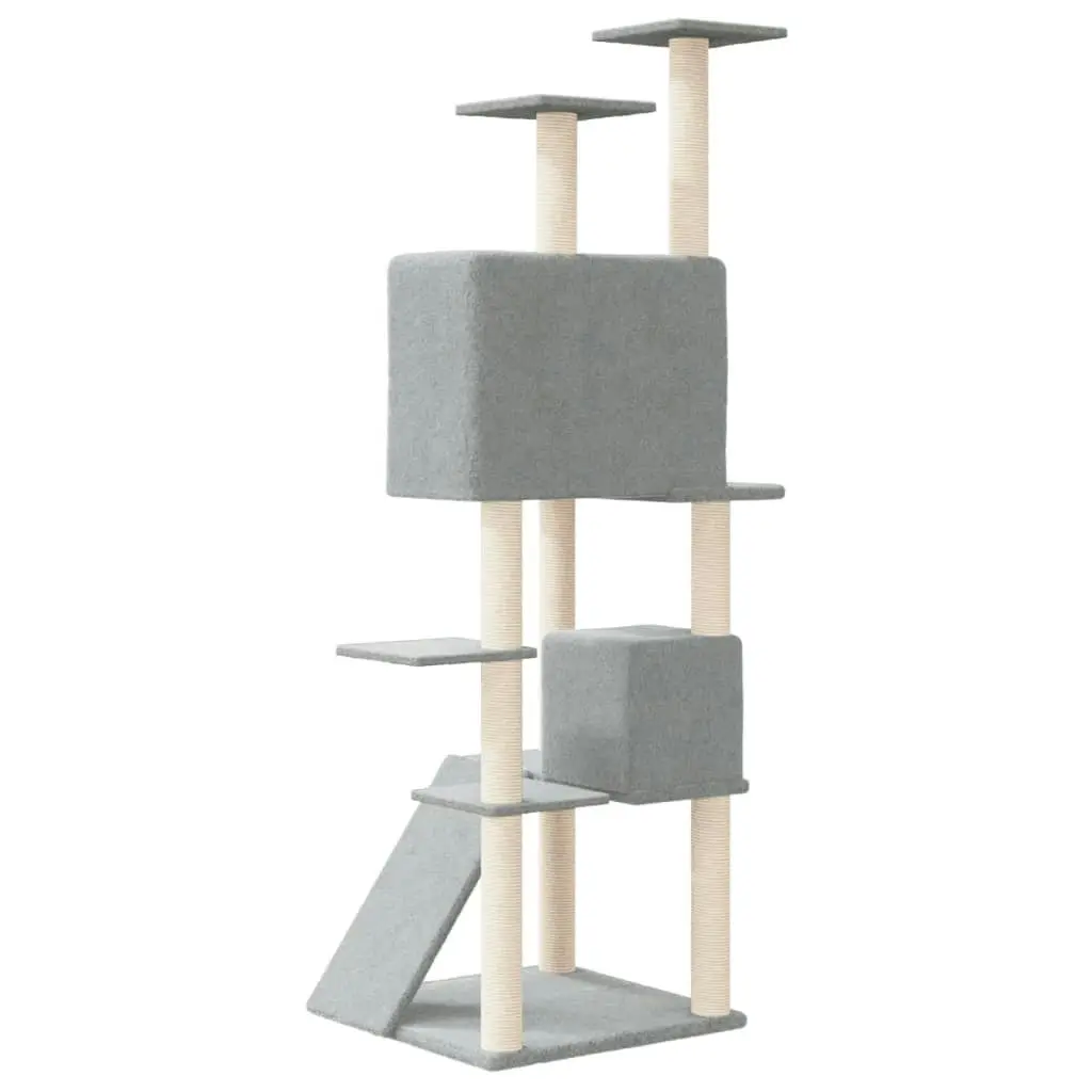 Cat Tree with Sisal Scratching Posts Light Grey 153 cm 171694