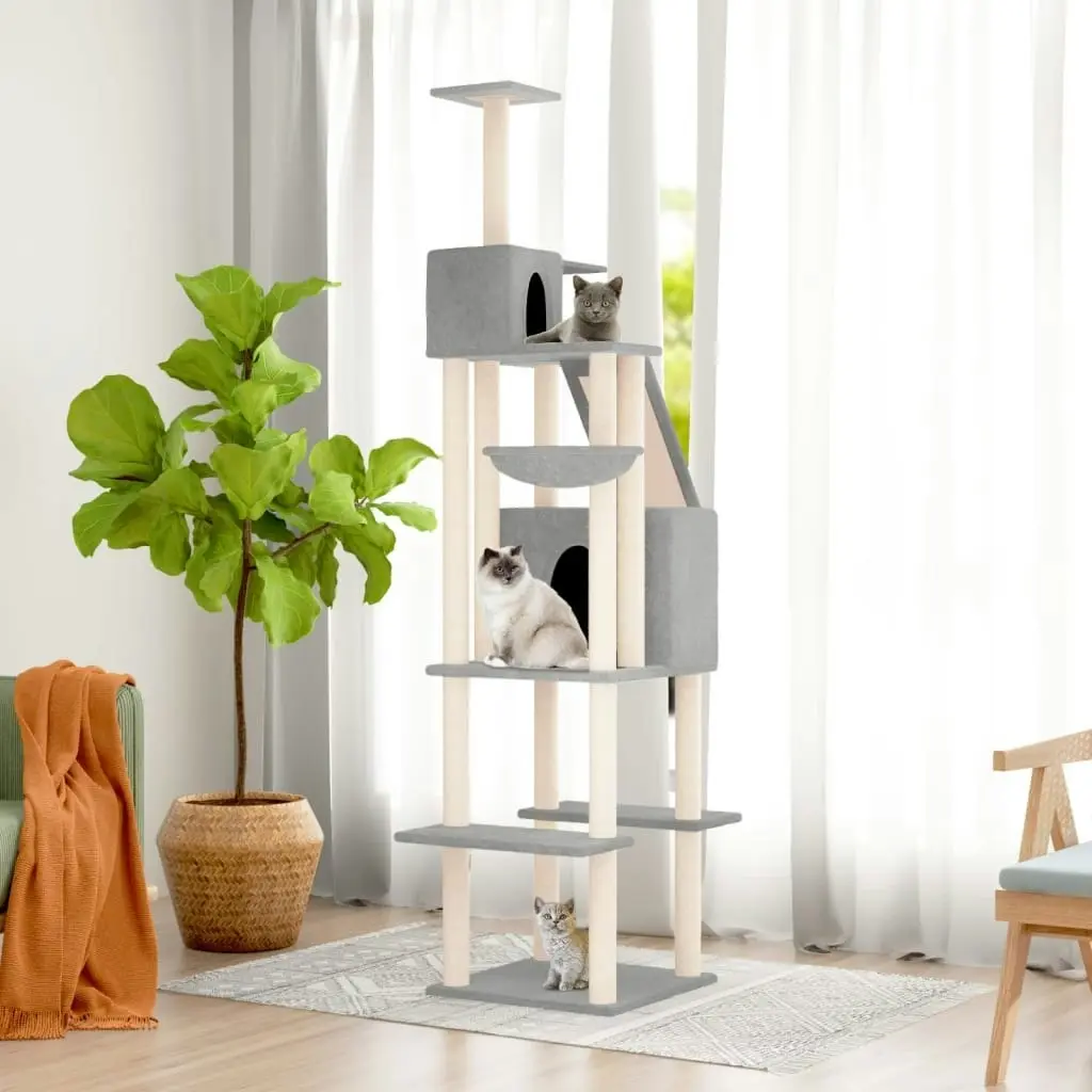 Cat Tree with Sisal Scratching Posts Light Grey 201 cm 171643