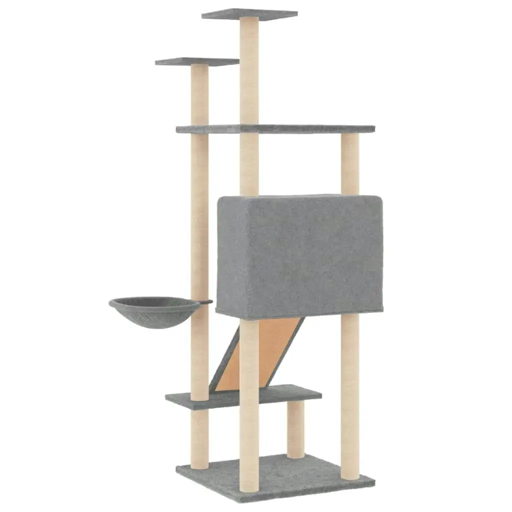 Cat Tree with Sisal Scratching Posts Light Grey 153 cm 171751