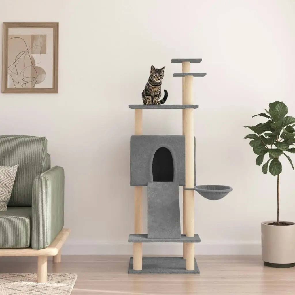 Cat Tree with Sisal Scratching Posts Light Grey 153 cm 171751