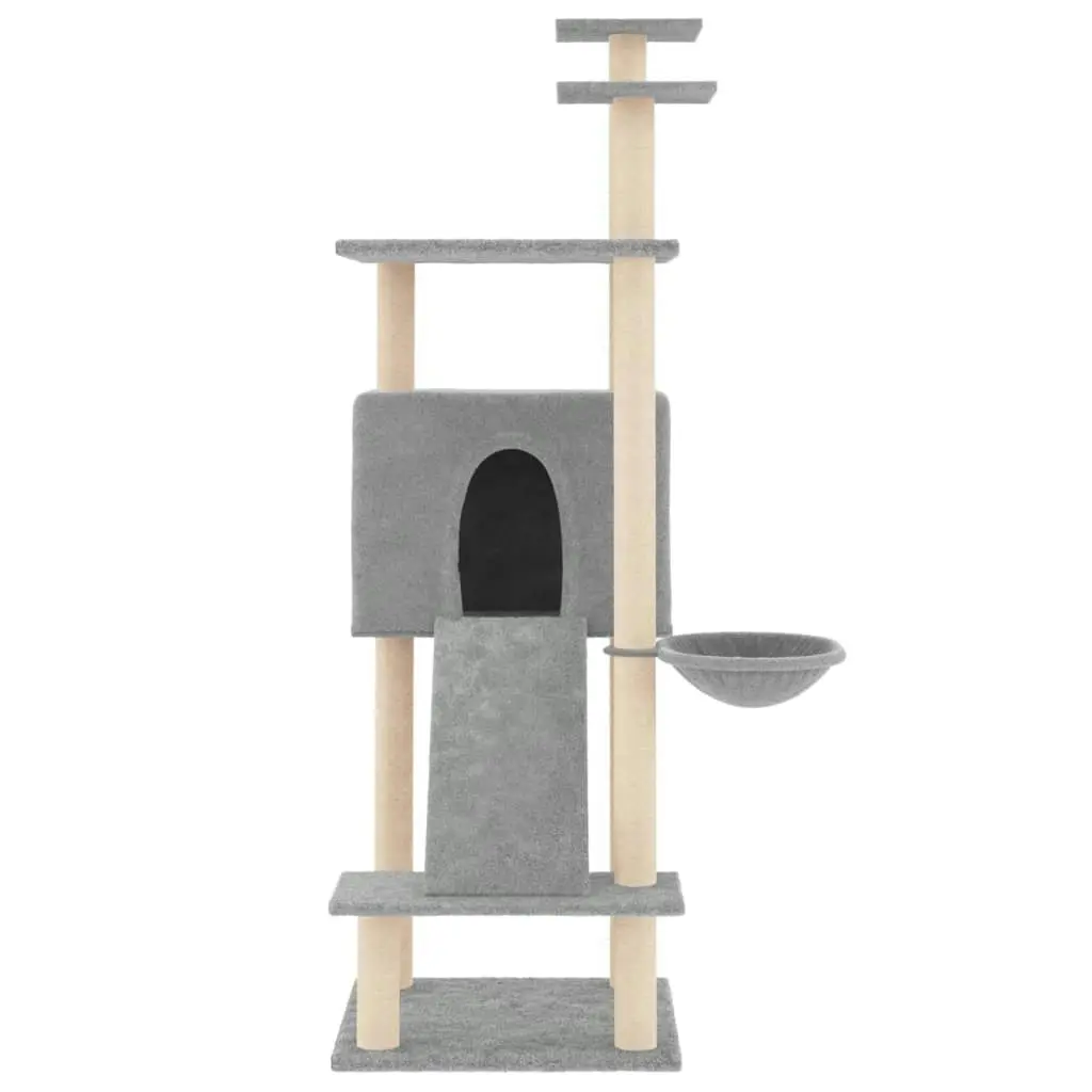 Cat Tree with Sisal Scratching Posts Light Grey 153 cm 171751