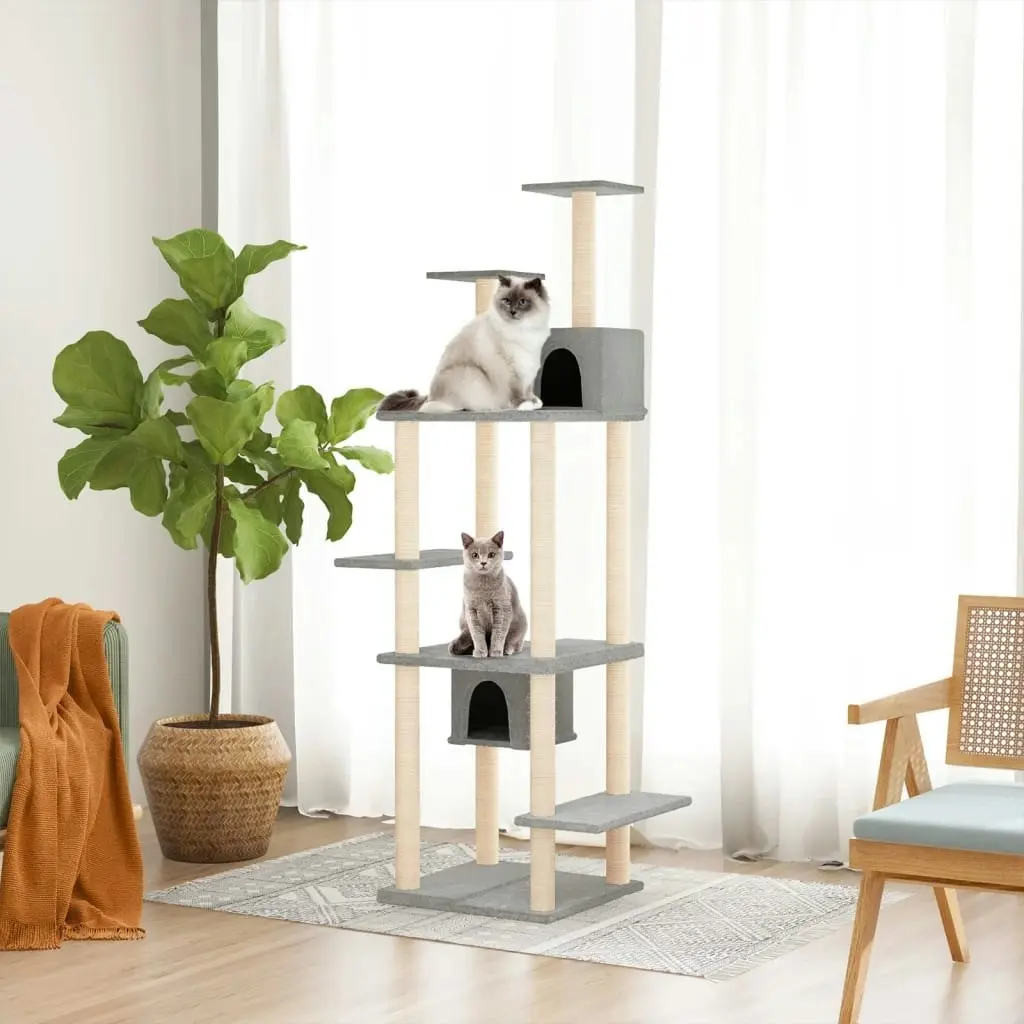 Cat Tree with Sisal Scratching Posts Light Grey 176 cm 171688