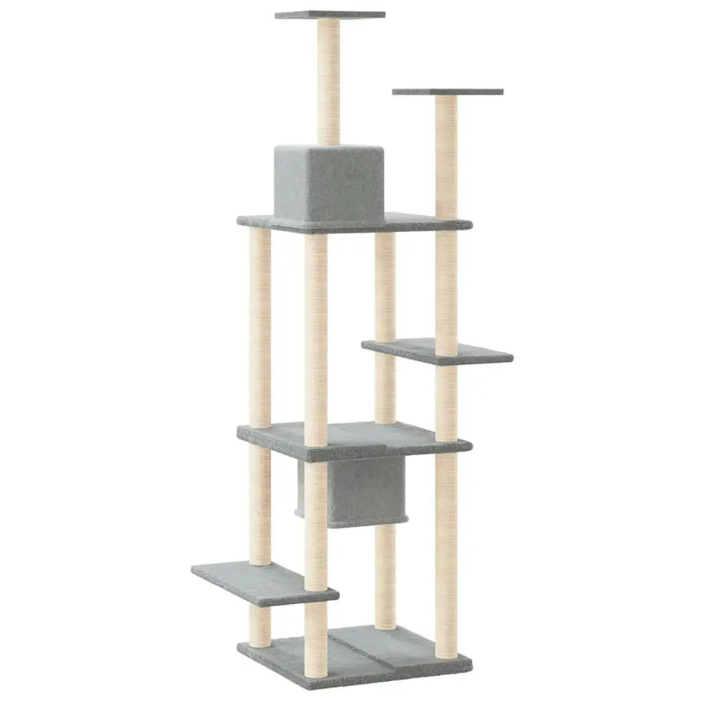 Cat Tree with Sisal Scratching Posts Light Grey 176 cm 171688