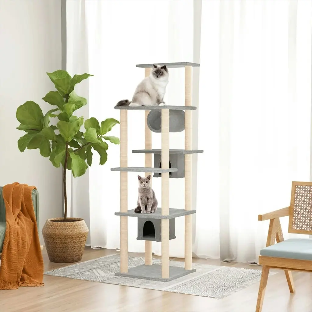 Cat Tree with Sisal Scratching Posts Light Grey 169 cm 171673