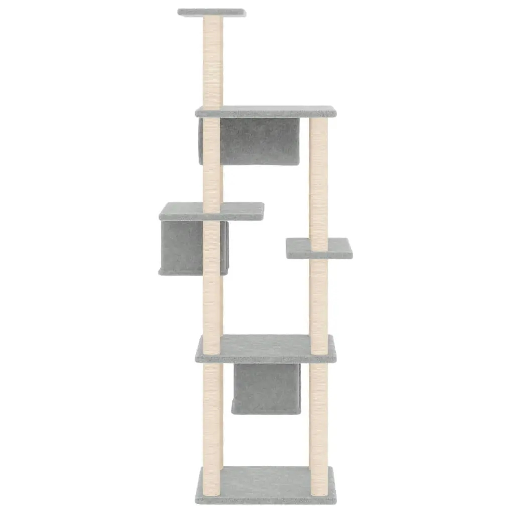 Cat Tree with Sisal Scratching Posts Light Grey 169 cm 171673