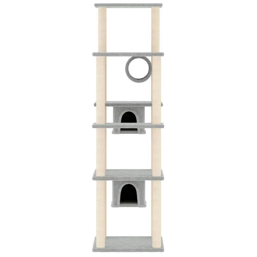 Cat Tree with Sisal Scratching Posts Light Grey 169 cm 171673