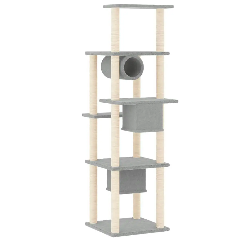 Cat Tree with Sisal Scratching Posts Light Grey 169 cm 171673