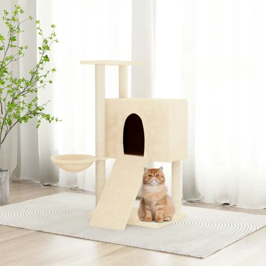 Cat Tree with Sisal Scratching Posts Cream 96 cm 171645