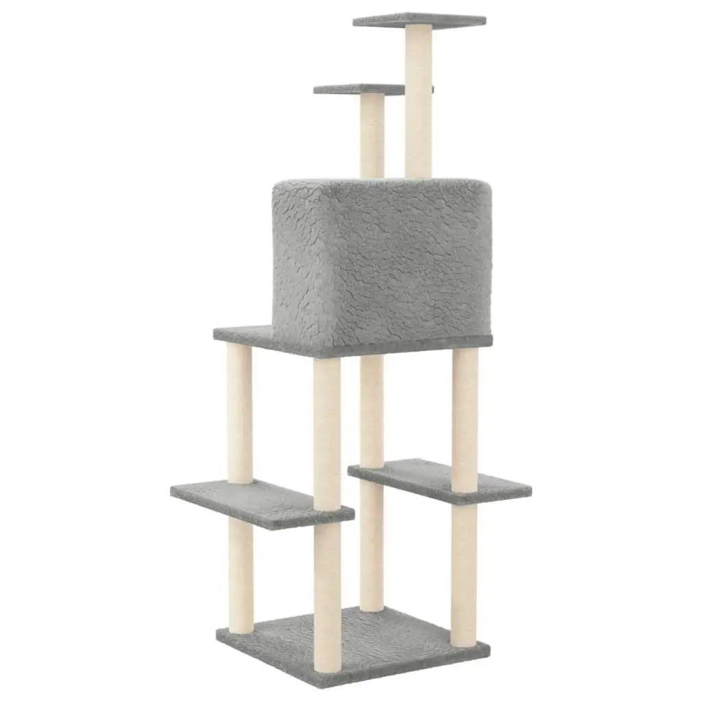 Cat Tree with Sisal Scratching Posts Light Grey 144.5 cm 171631