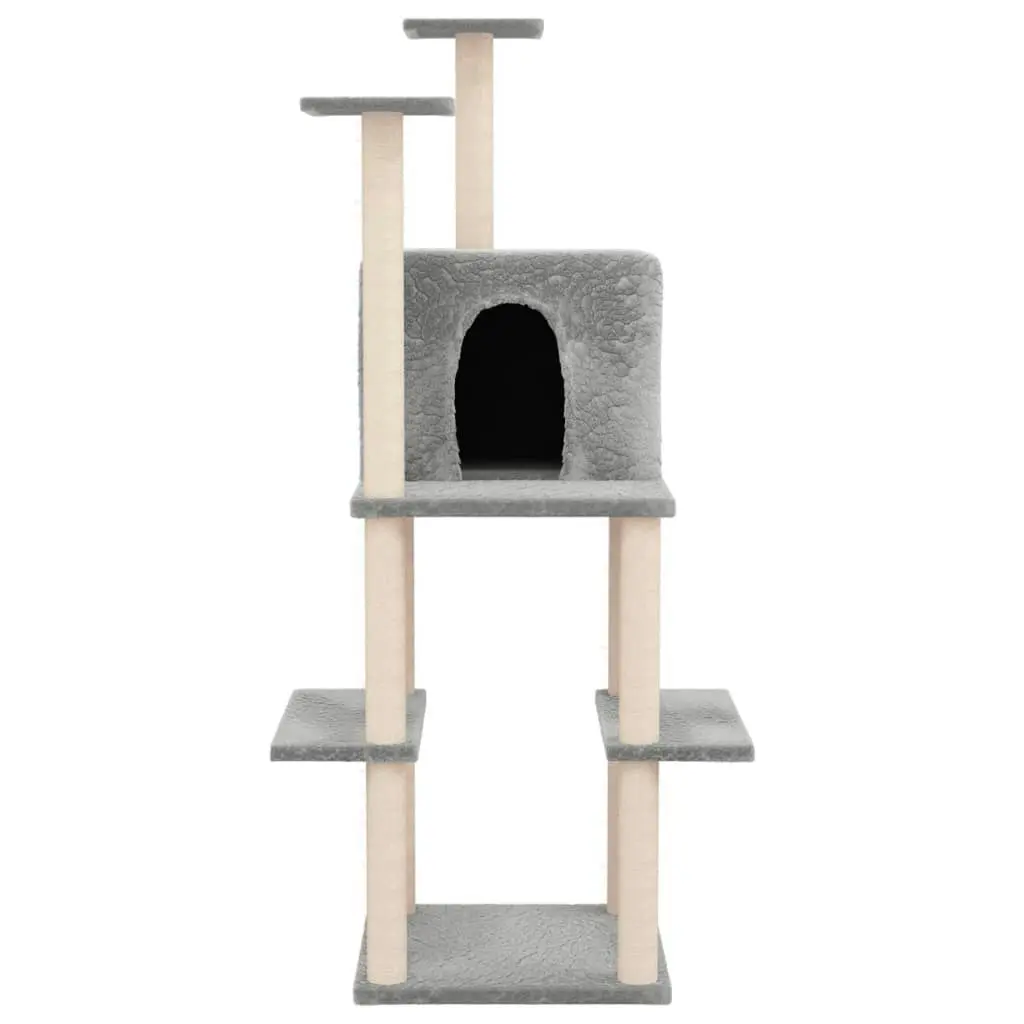 Cat Tree with Sisal Scratching Posts Light Grey 144.5 cm 171631