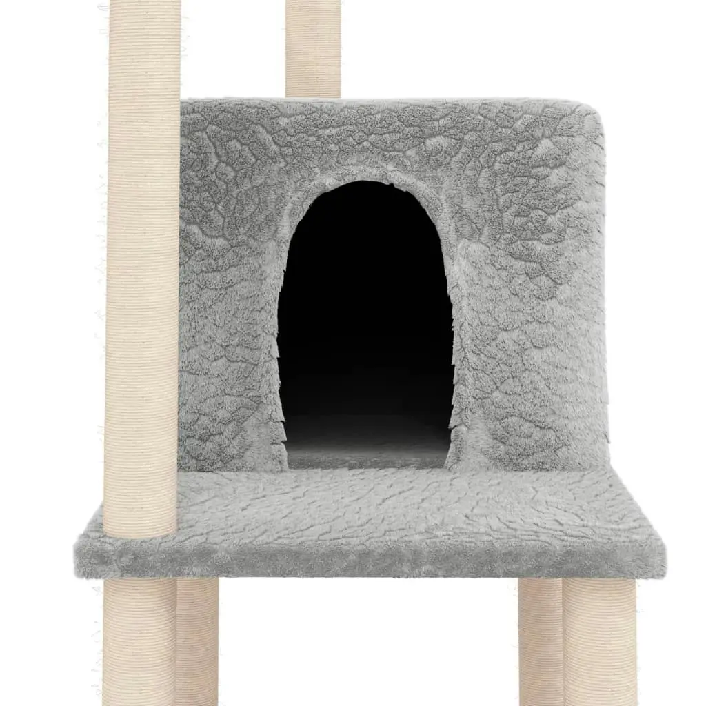 Cat Tree with Sisal Scratching Posts Light Grey 144.5 cm 171631