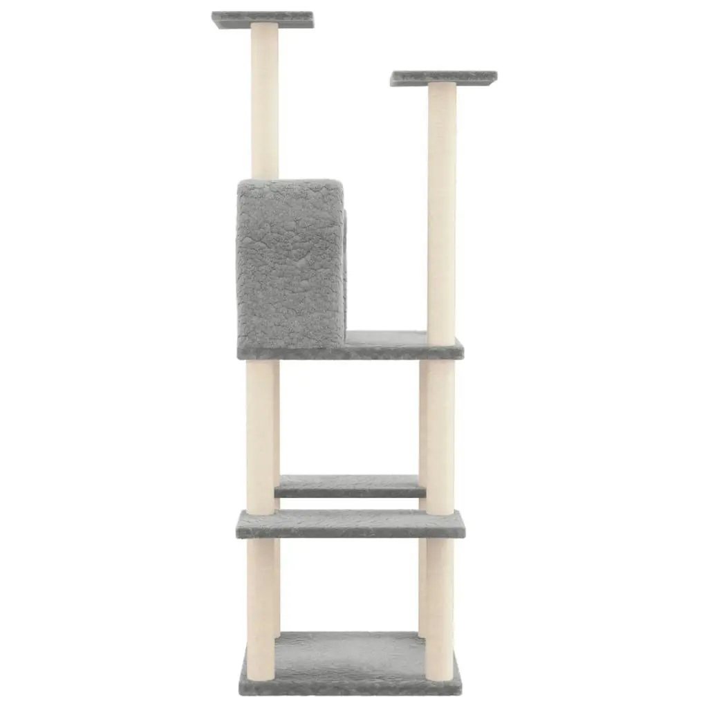 Cat Tree with Sisal Scratching Posts Light Grey 144.5 cm 171631