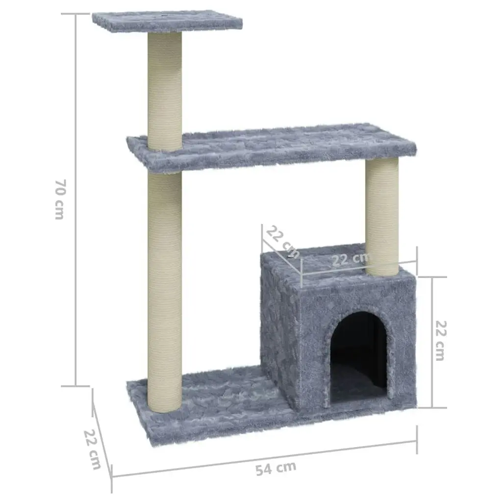 Cat Tree with Sisal Scratching Posts Light Grey 70 cm 171434