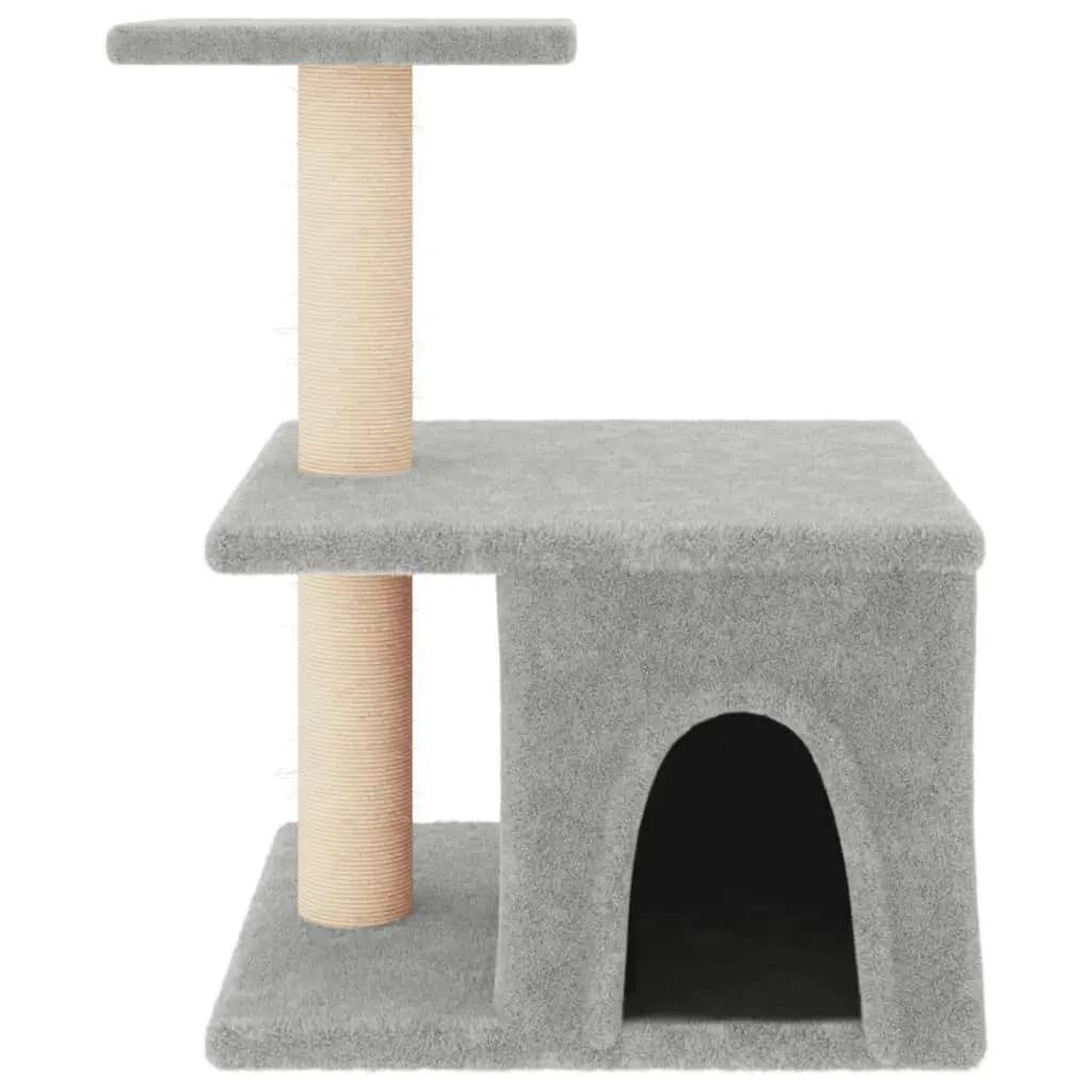 Cat Tree with Sisal Scratching Posts Light Grey 48 cm 171787