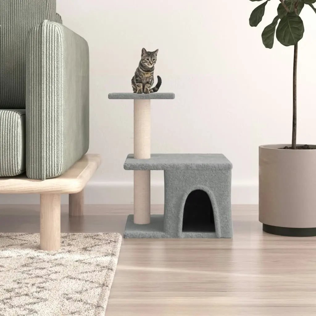 Cat Tree with Sisal Scratching Posts Light Grey 48 cm 171787