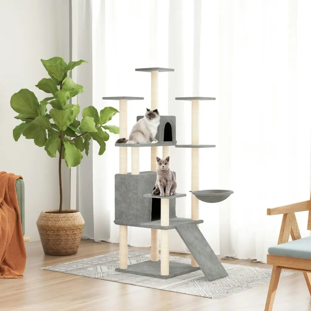 Cat Tree with Sisal Scratching Posts Light Grey 154 cm 171691