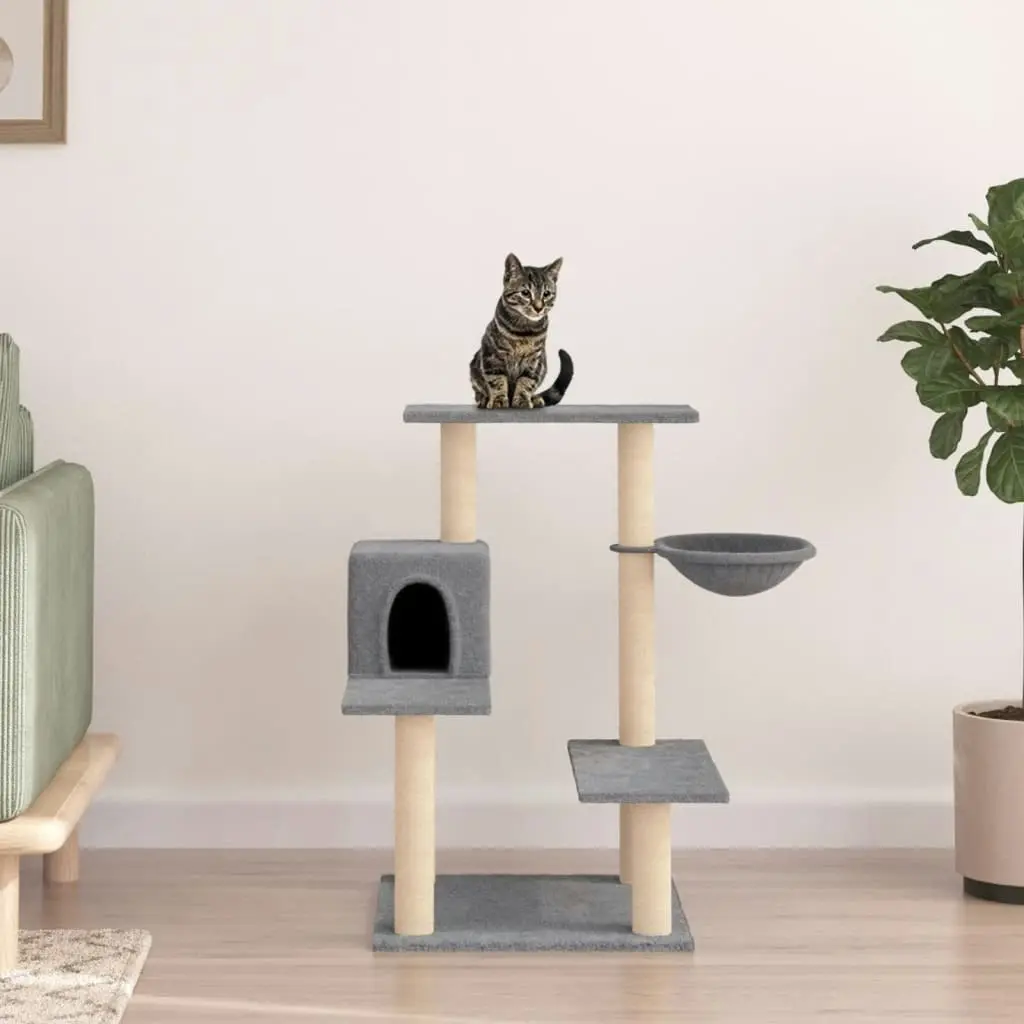 Cat Tree with Sisal Scratching Posts Light Grey 82.5 cm 172386