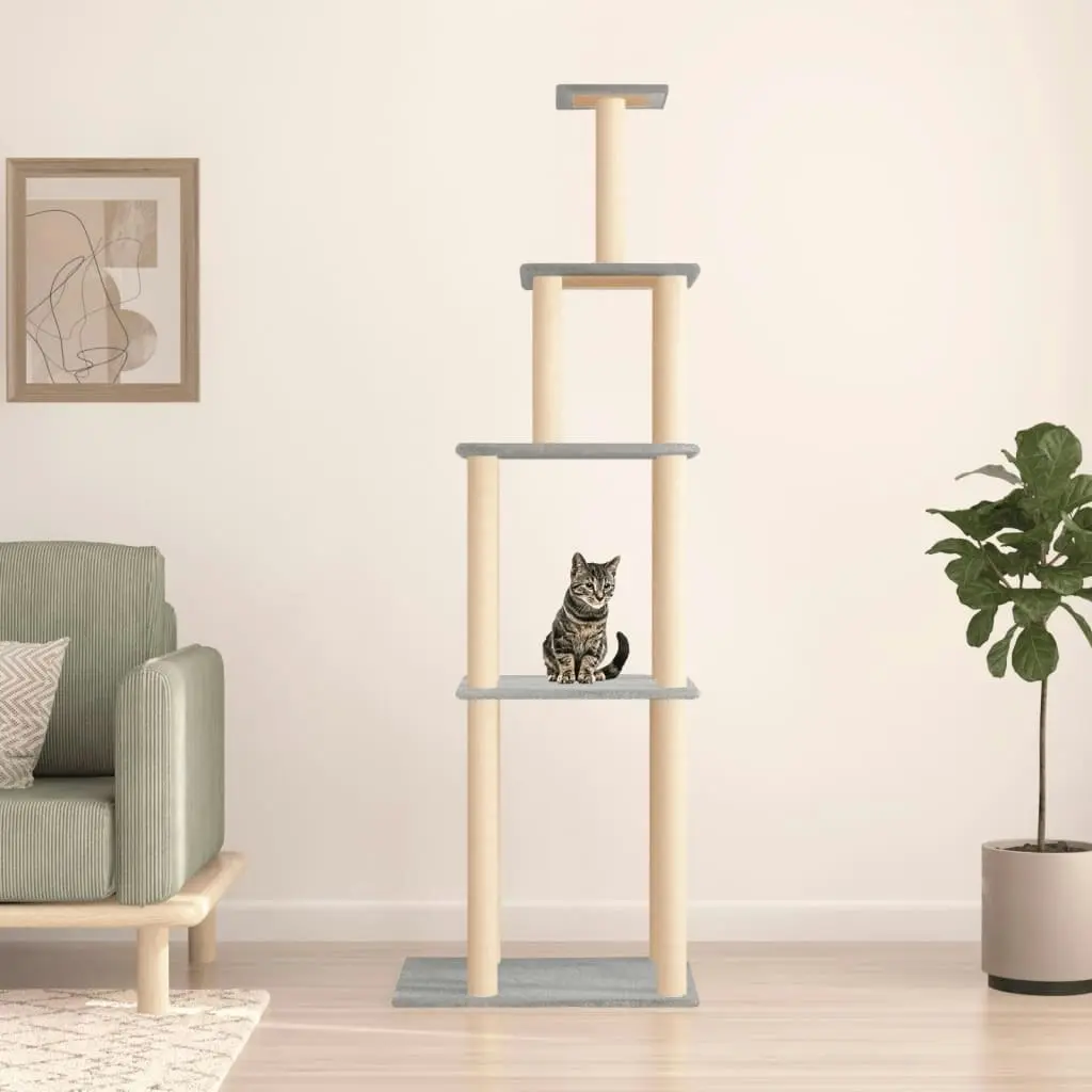 Cat Tree with Sisal Scratching Posts Light Grey 183 cm 171745