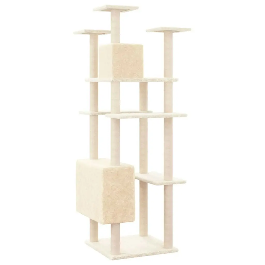 Cat Tree with Sisal Scratching Posts Cream 162 cm 171633