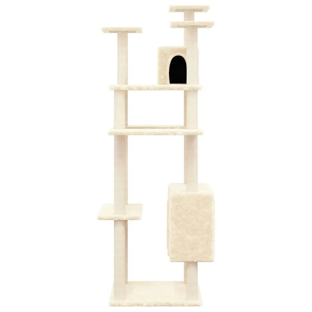 Cat Tree with Sisal Scratching Posts Cream 162 cm 171633