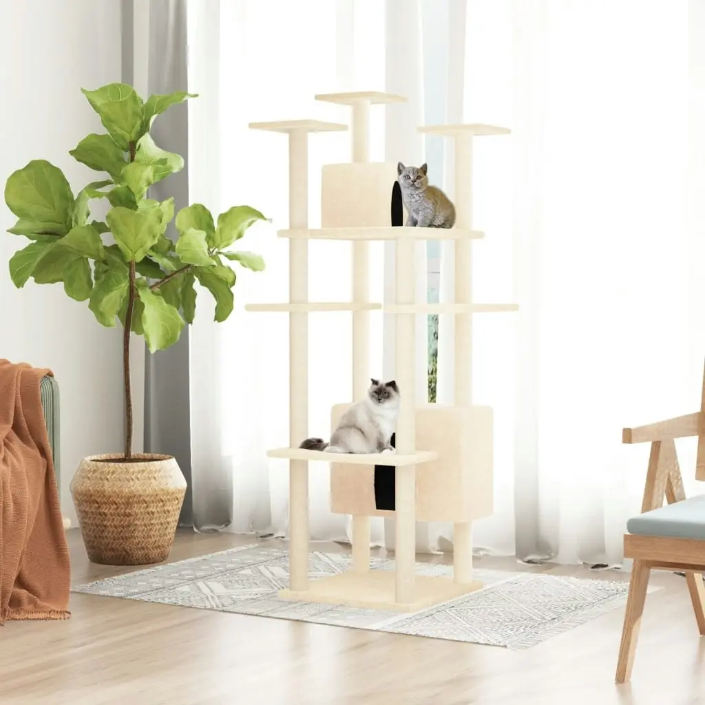 Cat Tree with Sisal Scratching Posts Cream 162 cm 171633