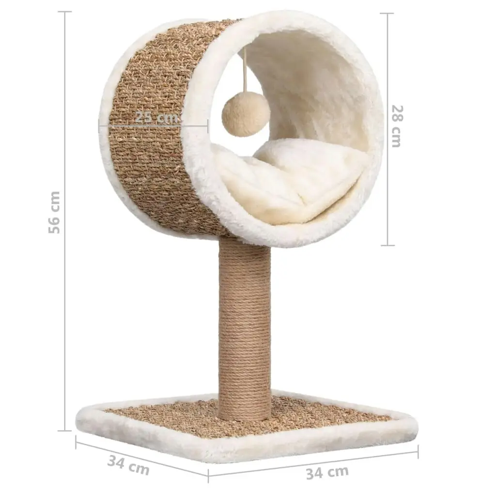 Cat Tree with Top Tunnel and Toy 56 cm Seagrass 170973