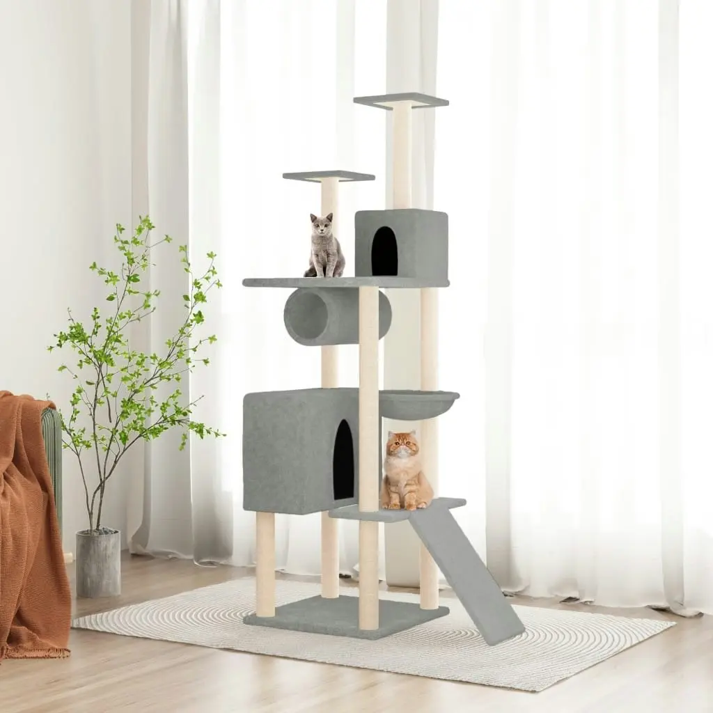 Cat Tree with Sisal Scratching Posts Light Grey 168 cm 171700