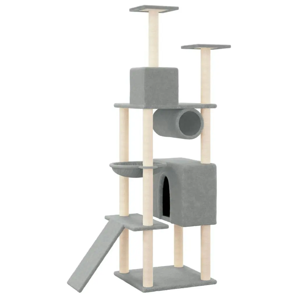 Cat Tree with Sisal Scratching Posts Light Grey 168 cm 171700