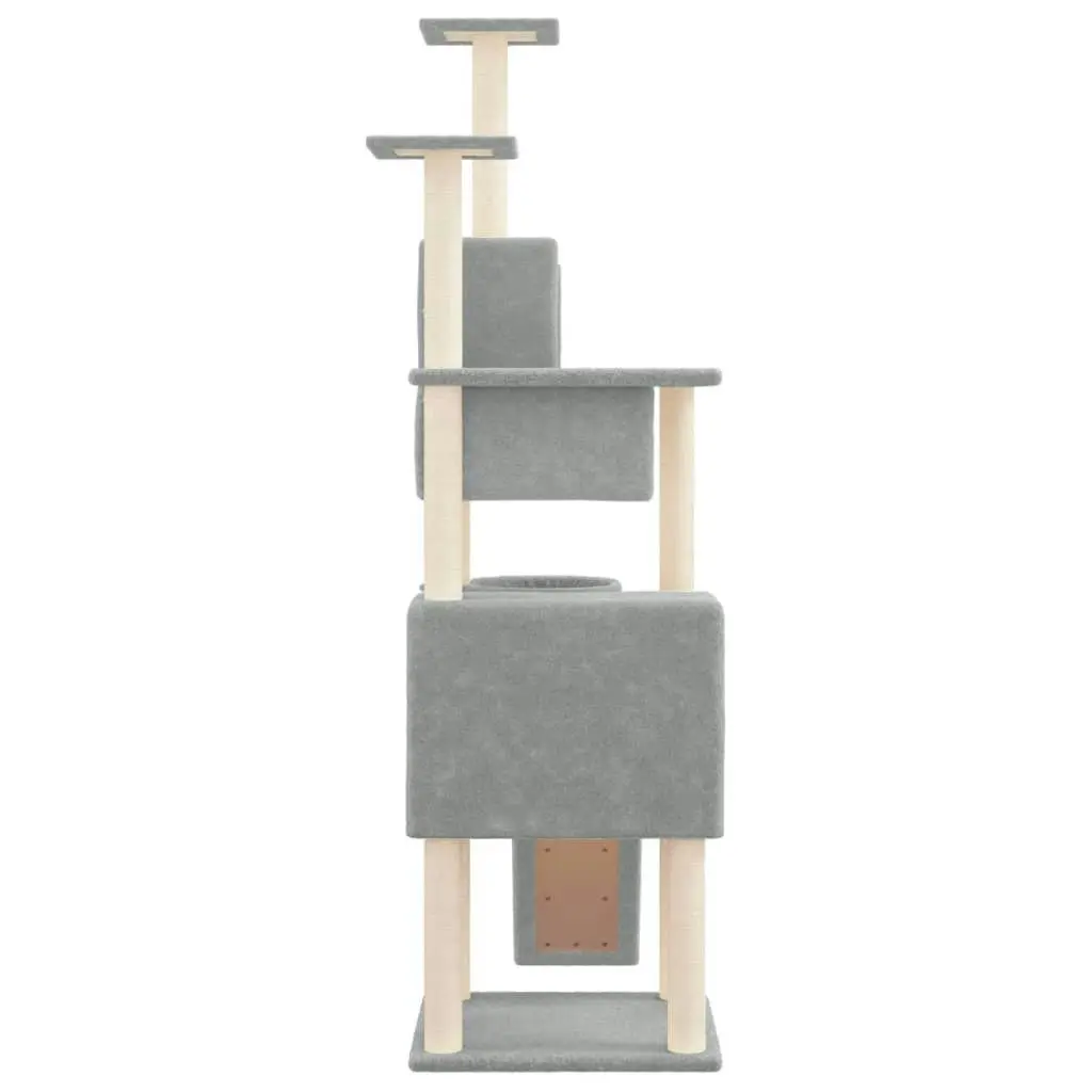 Cat Tree with Sisal Scratching Posts Light Grey 168 cm 171700