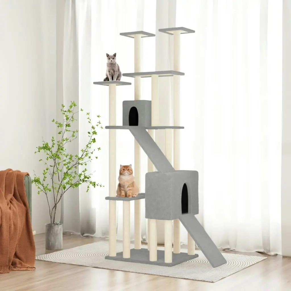 Cat Tree with Sisal Scratching Posts Light Grey 190 cm 171649