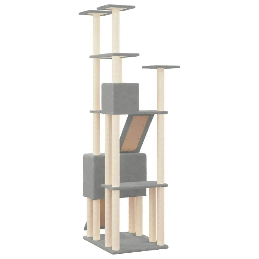 Cat Tree with Sisal Scratching Posts Light Grey 190 cm 171649