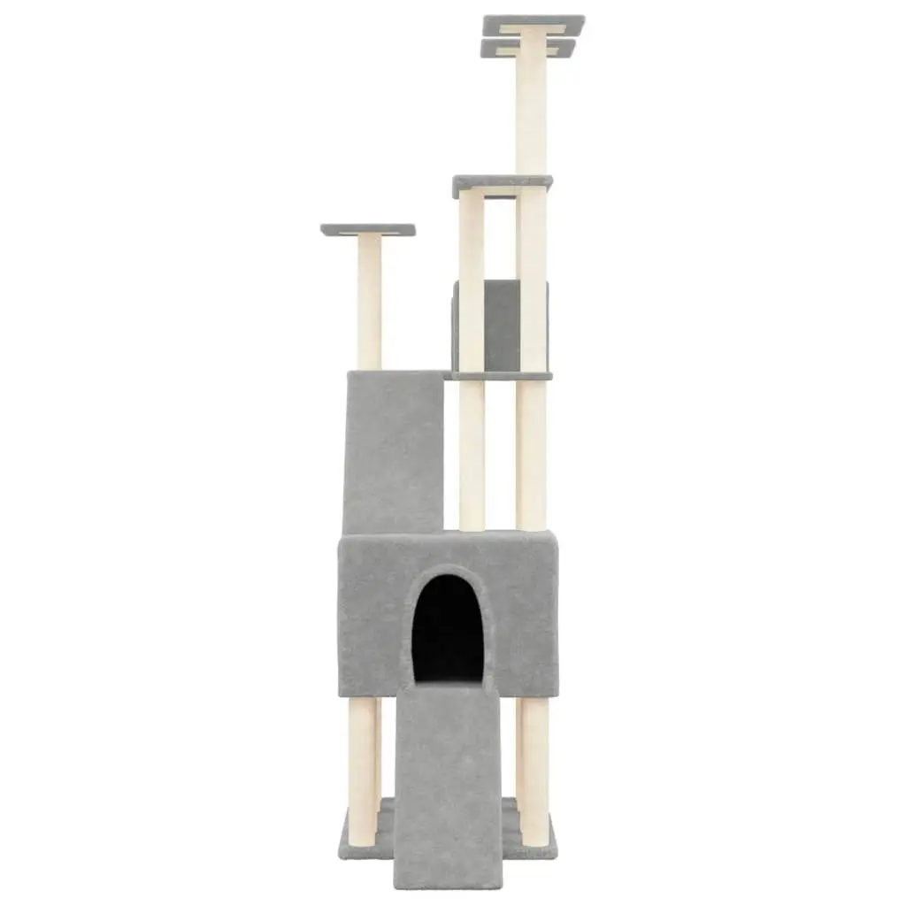 Cat Tree with Sisal Scratching Posts Light Grey 190 cm 171649