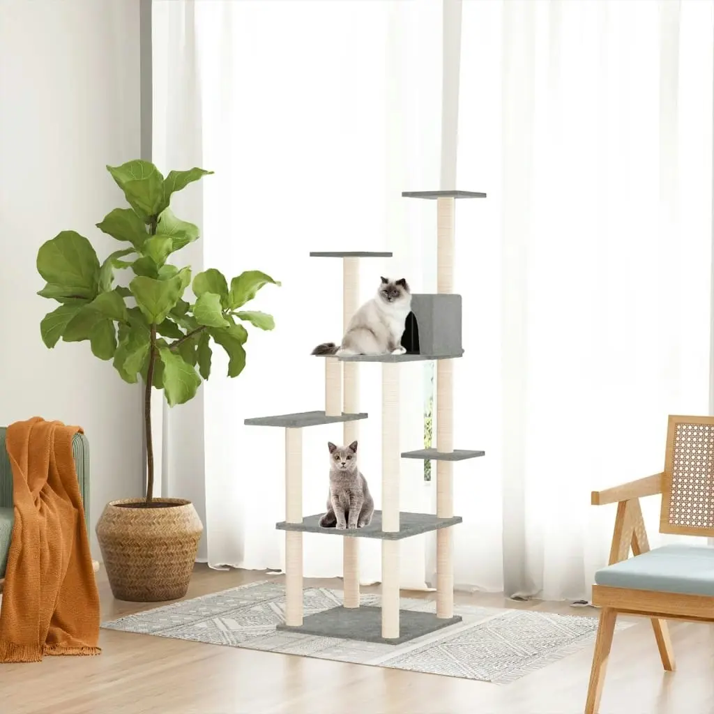 Cat Tree with Sisal Scratching Posts Light Grey 153 cm 171637