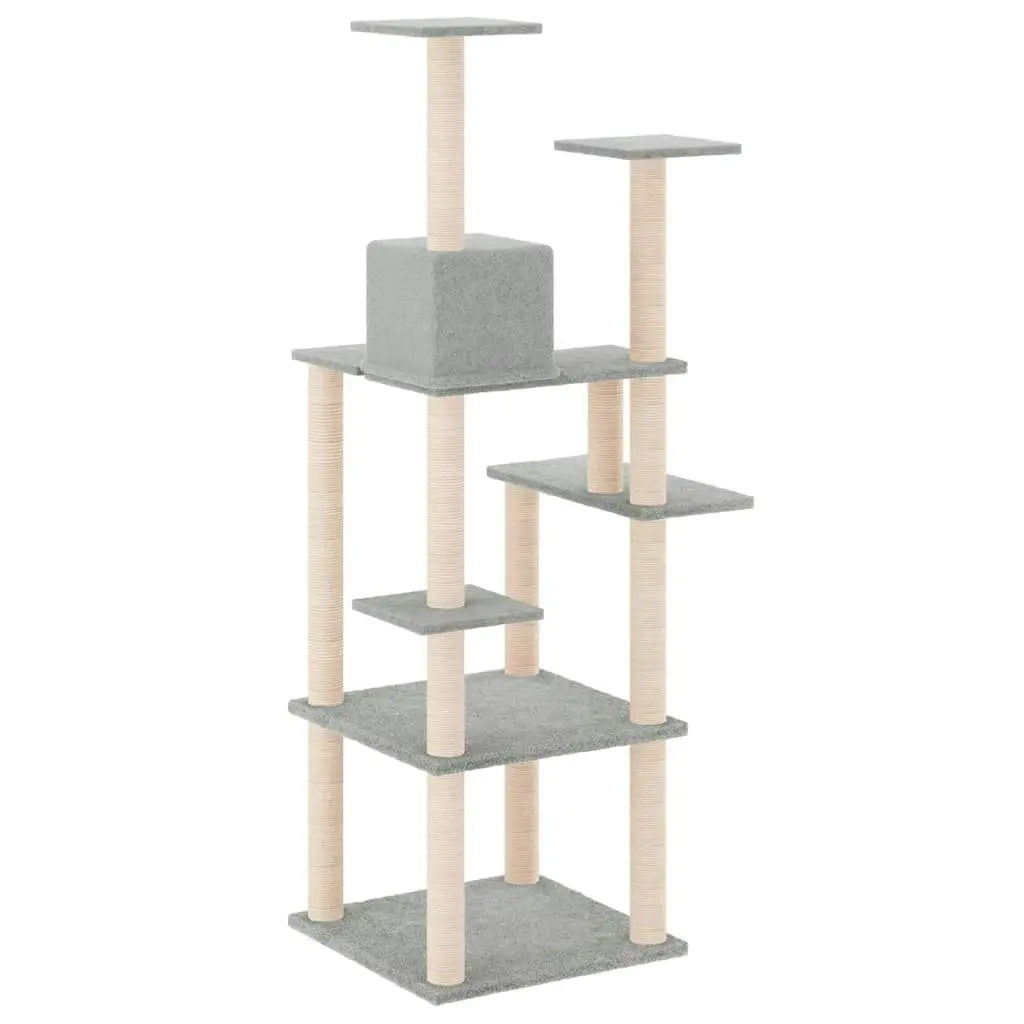 Cat Tree with Sisal Scratching Posts Light Grey 153 cm 171637