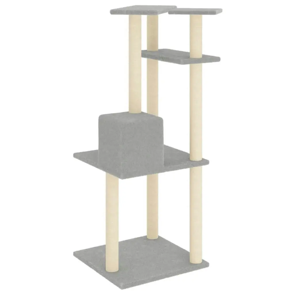 Cat Tree with Sisal Scratching Posts Light Grey 123 cm 171784