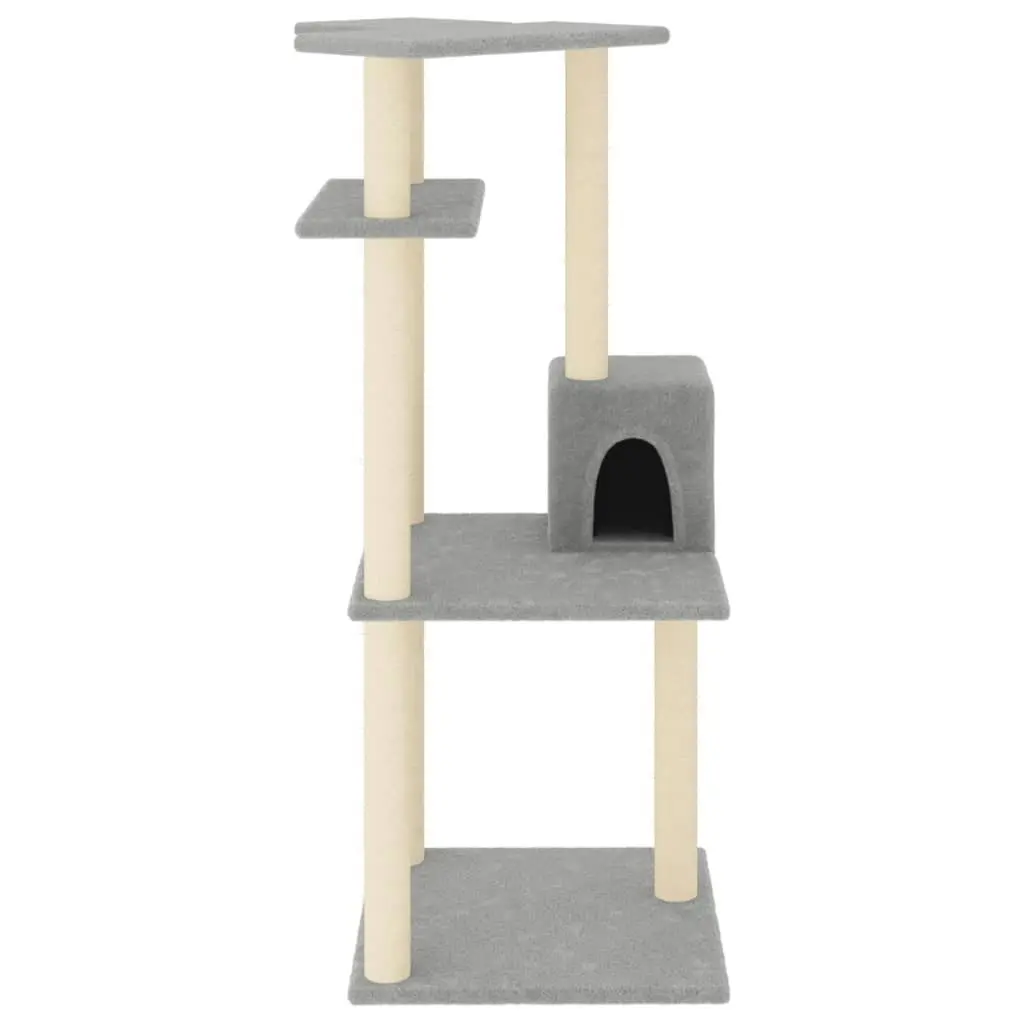 Cat Tree with Sisal Scratching Posts Light Grey 123 cm 171784