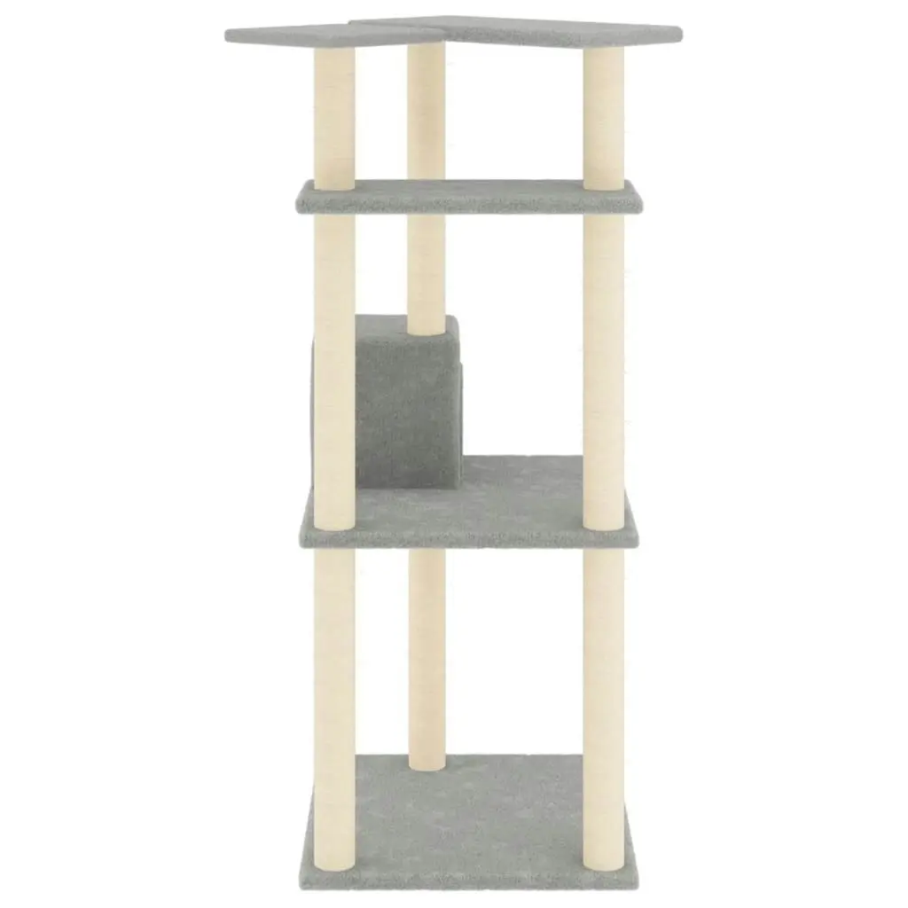 Cat Tree with Sisal Scratching Posts Light Grey 123 cm 171784