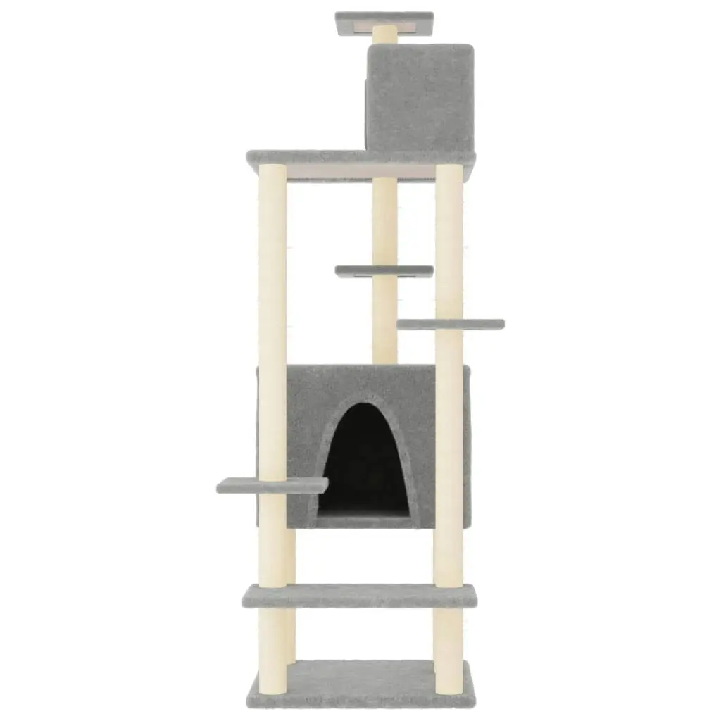 Cat Tree with Sisal Scratching Posts Light Grey 154 cm 171772