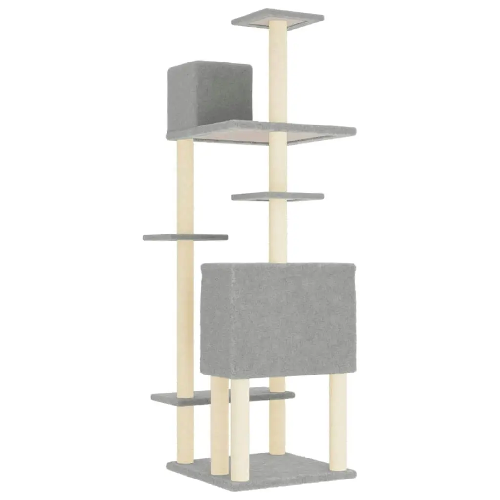 Cat Tree with Sisal Scratching Posts Light Grey 154 cm 171772