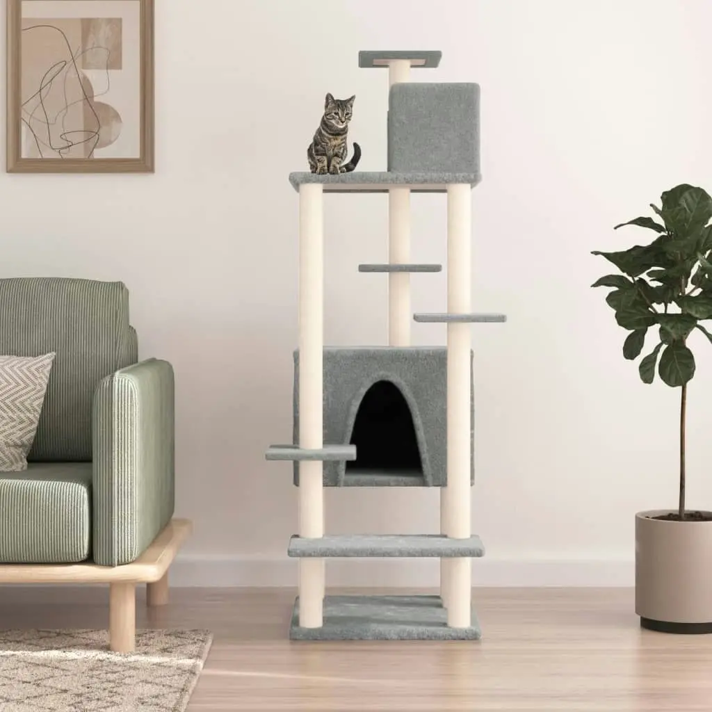 Cat Tree with Sisal Scratching Posts Light Grey 154 cm 171772