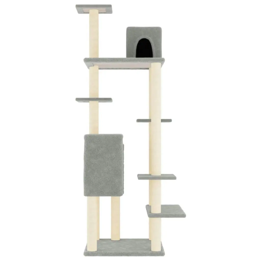 Cat Tree with Sisal Scratching Posts Light Grey 154 cm 171772