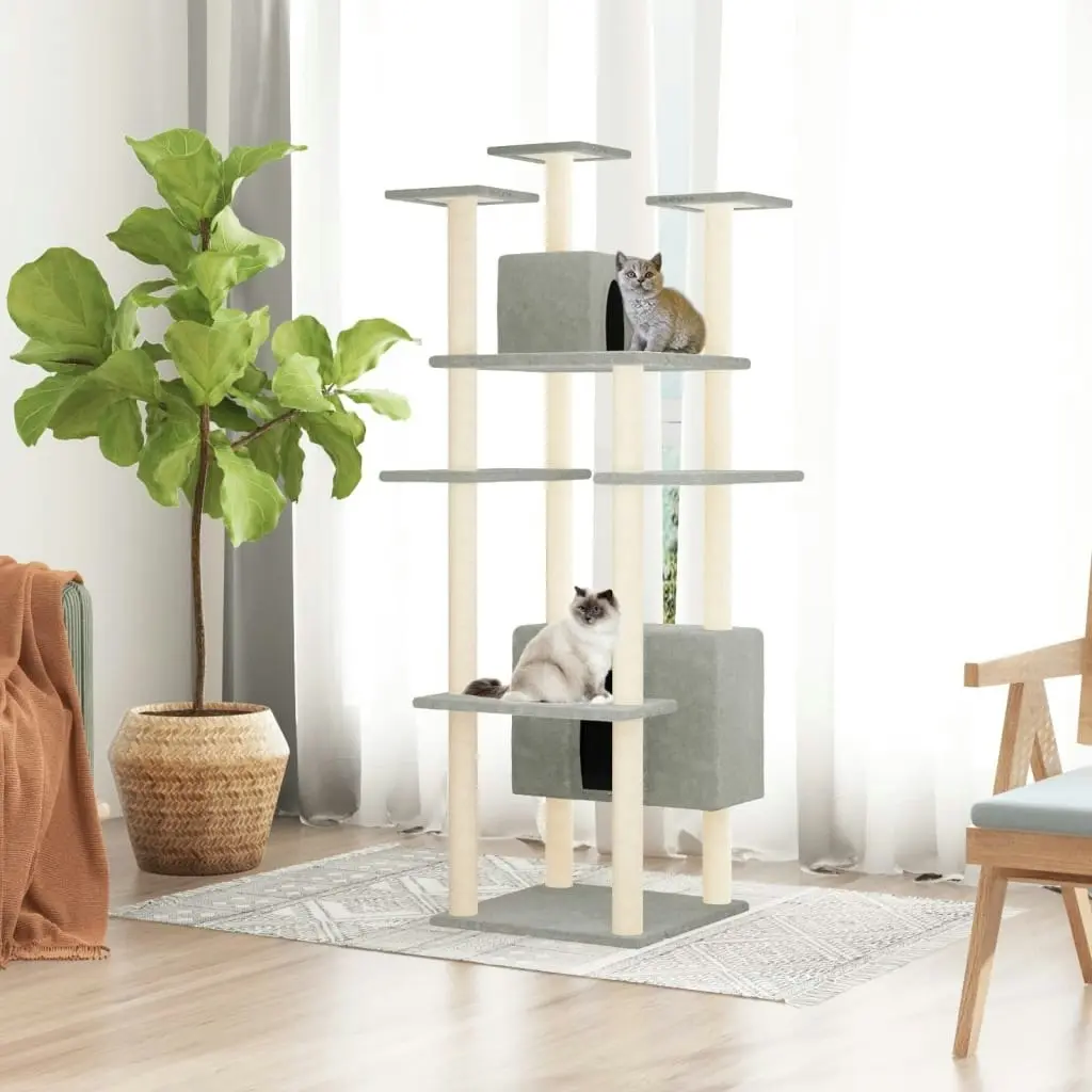 Cat Tree with Sisal Scratching Posts Light Grey 162 cm 171634