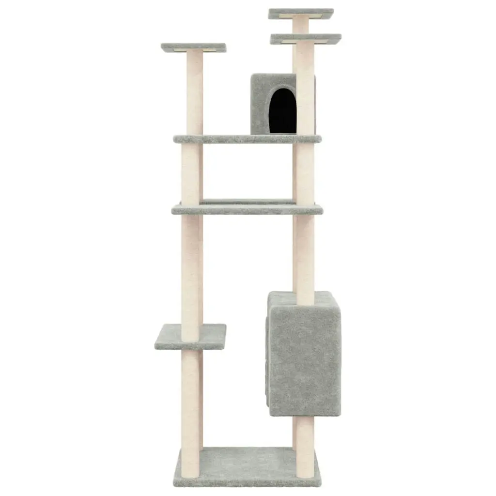 Cat Tree with Sisal Scratching Posts Light Grey 162 cm 171634