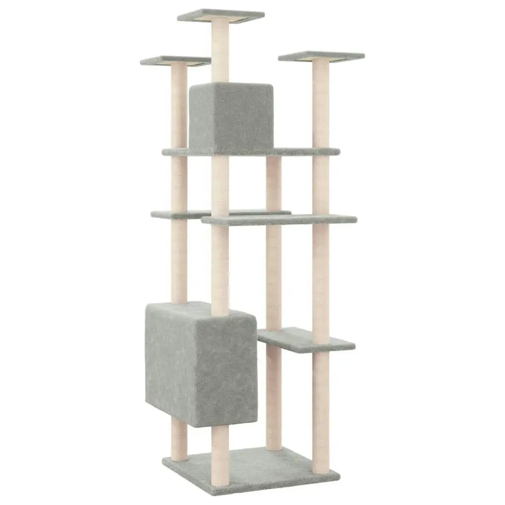 Cat Tree with Sisal Scratching Posts Light Grey 162 cm 171634