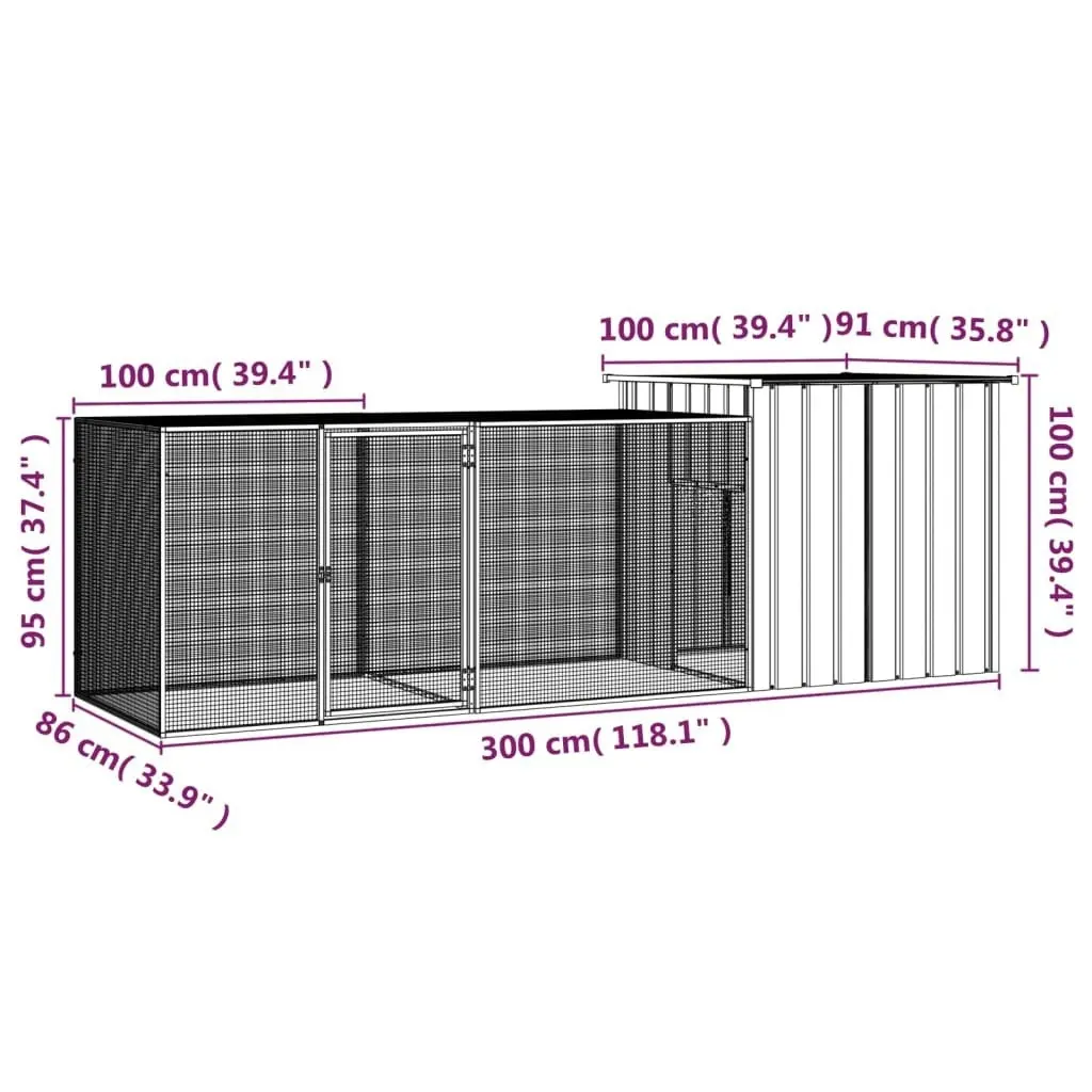 Chicken Cage Anthracite 300x91x100 cm Galvanised Steel 3106452