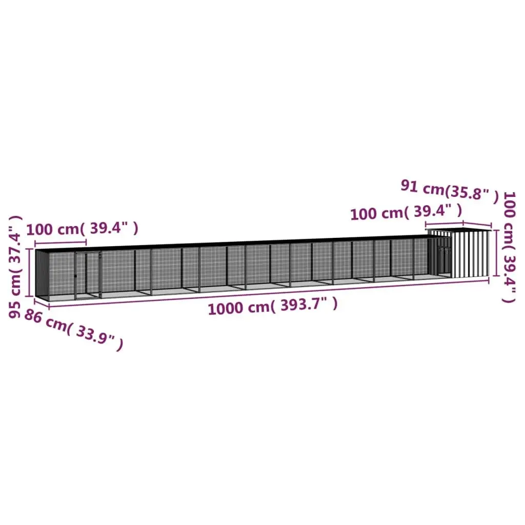 Chicken Cage Anthracite 1000x91x100 cm Galvanised Steel 3106459