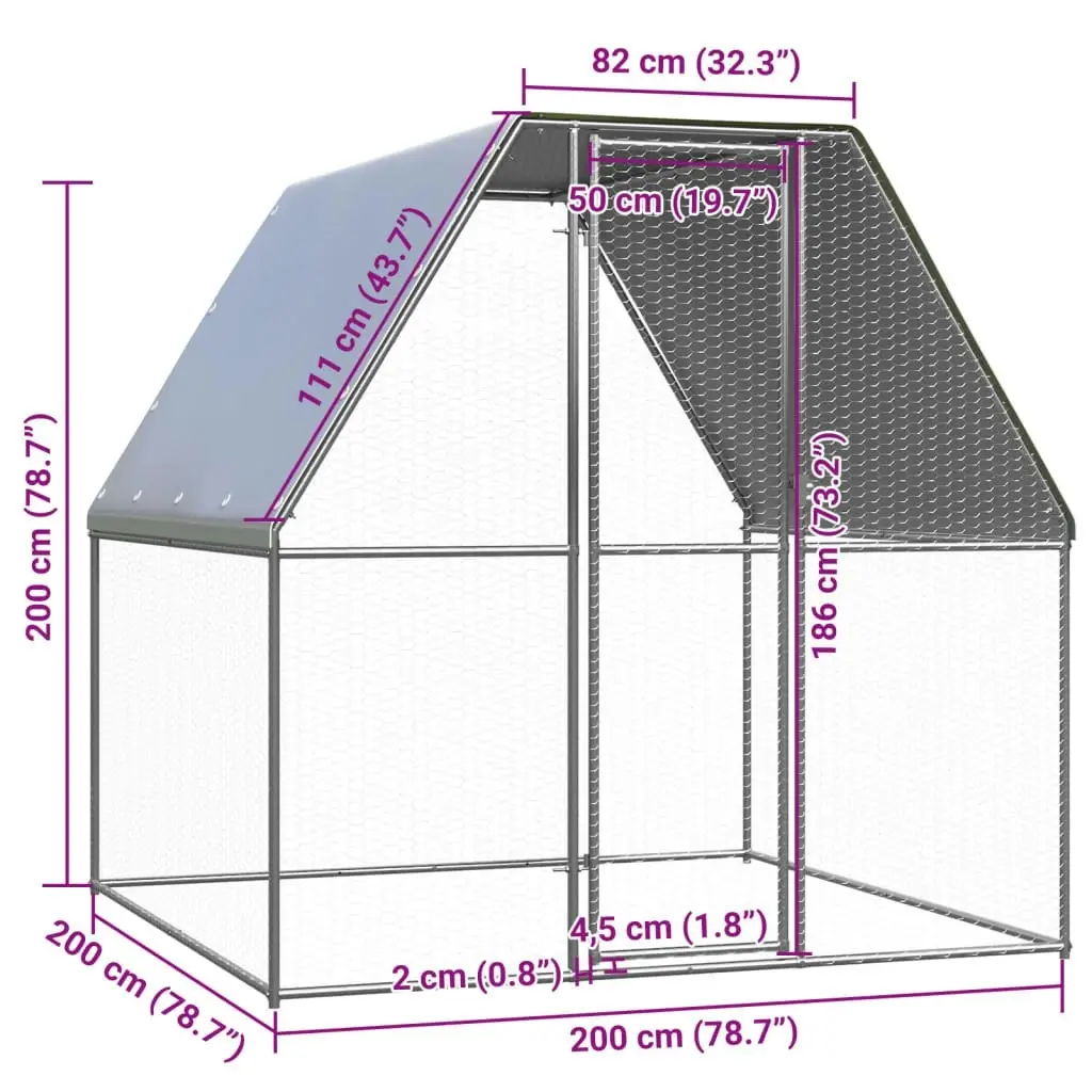 Chicken Cage Silver and Grey 2x2x2 m Galvanised Steel 155886