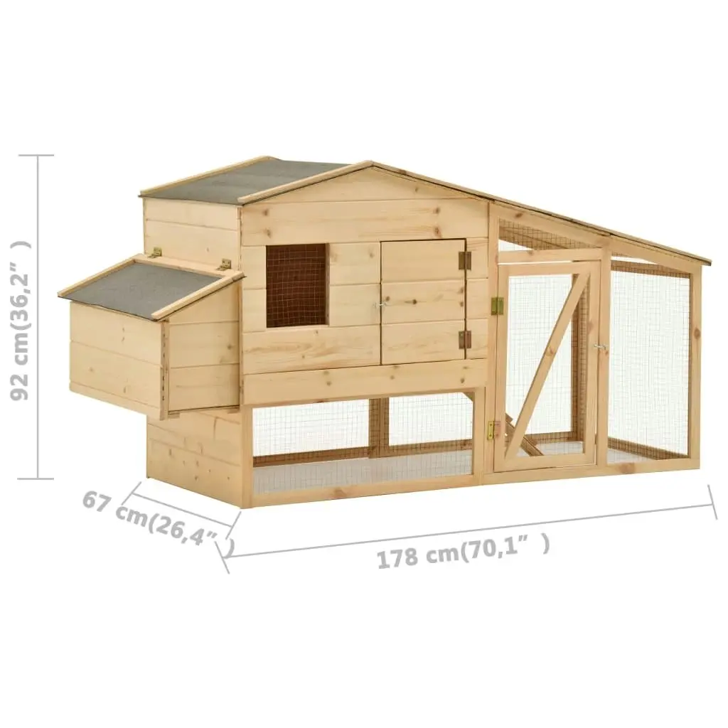 Chicken Cage Solid Pine Wood 178x67x92 cm 170915